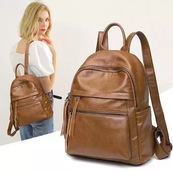 Backpack Women s Large Capacity Fashion Easy To Take Soft Leather Anti-theft Backpack Student Backpack Leisure Travel Bag