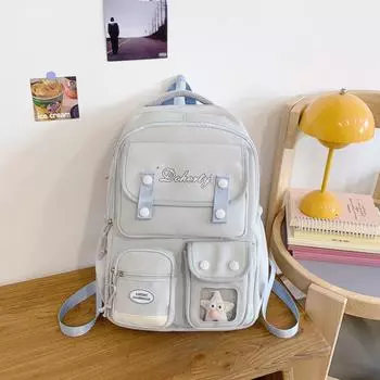 Backpack Women s Large Capacity Leisure Student School Bag Campus Wind Outdoor Mountaineering Light Travel Backpack синий