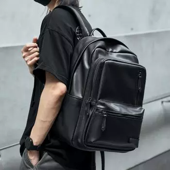 Backpacks, Men s Backpacks, Large-capacity Travel Bags, Fashionable and Trendy Leather Schoolbags, Men s Computer Bags чёрный