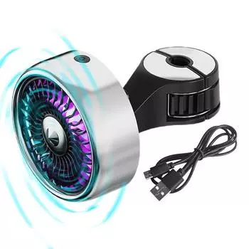 Вентилятор для заднего сиденья автомобиля USB-вентилятор для автомобильного сиденья с кабелем и фиксированной пряжкой, функция охлаждения, подсветка RGB, нагрузка 22 фунта, 3 скорости чёрный