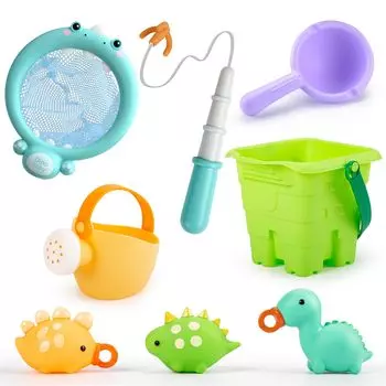 Bacolos Игрушки для игр с водой Игрушки для ванны и бассейна 2 3 4 5 лет Дети Лейка Звуковой фонтан Животные Рыболовная сеть Ковш Ведро Мягкие водные игрушки