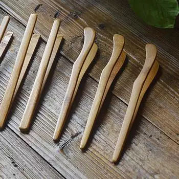 Bacon Fruits Bamboo Cooking Clamp Reusable Food Tongs Tea Tweezer Toast Clip Gripper 1 straight & 1 bent