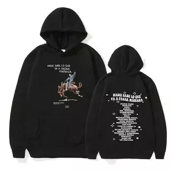 Bad Bunny Nadie Sabe Lo Que Va A Pasar Mnana Музыкальный альбом Толстовка с капюшоном Унисекс Хип-хоп Длинный рукав Пуловер Толстовка Унисекс Уличная одежда 2XL