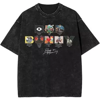 Bad Bunnys DTMF Debi Tirar Mas Fotos Альбом Футболки Футболка из стираного хлопка Винтаж для мужчин женщин Уличная одежда Топы Футболки S