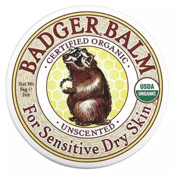 Badger, Бальзам «Барсук», для чувствительной, сухой кожи, без отдушек, 2 унции (56 г)