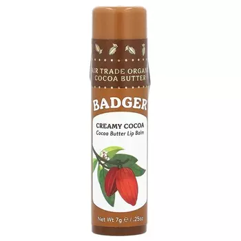 Badger, Бальзам для губ с маслом какао, кремовый какао, 0,25 унции (7 г)