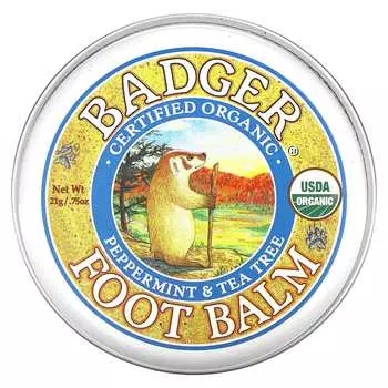 Badger, Foot Balm, Peppermint & Tea Tree, .75 oz (21 g)