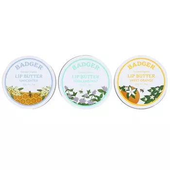 Badger, Lip Butter Tin Trio, 3 упаковки, 20 г (0,7 унции) каждый