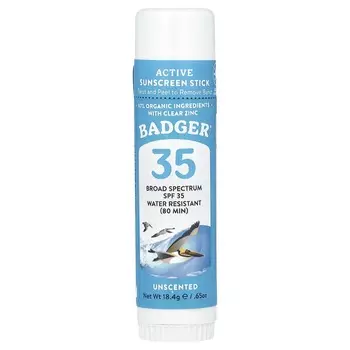 Badger, натуральный минеральный солнцезащитный карандаш для лица, SPF 35, без отдушек, 0,65 унции (18,4 г)