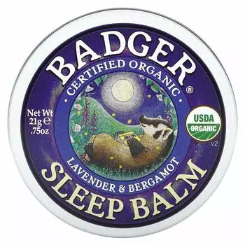 Badger, Organic, бальзам для сна, лаванда и бергамот, 0,75 унции (21 г)
