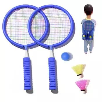 Бадминтон Легкий бадминтон Теннисный комплект для родителей и детей с губкой Не нужно беспокоиться о том, что ваш ребенок получит Сумку для хранения [Kamiizumi] синий