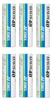 Бадминтонный волан YONEX Mavis 40P синтетический 6 шт. x 6 банок СРЕДНЯЯ температура (нейлон + пробка) (36 штук) (подходит 12~23) М-40П