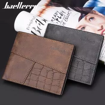 Baellerry Европейский и американский стиль мужской винтажный крокодиловый узор RFID кошелек пэчворк сложенный горизонтальный короткий держатель для карт