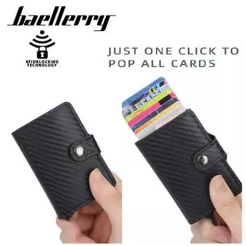 Baellerry ID кредитный держатель для банковских карт кошелек роскошный брендовый дизайн мужской анти-Rfid-блокировка защищенный кожаный тонкий мини-кошельки для небольших денег чехол 10*7*2cm красный