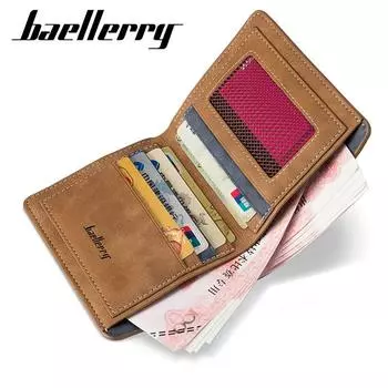 Baellerry короткие мужские кошельки визитницы из искусственной кожи двойной кошелек кошелек для мужчин подарки 12cm*9.8cm*1.2cm коричневый