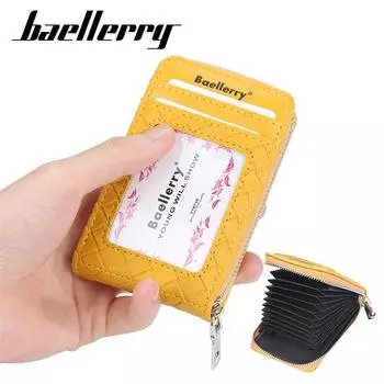 Baellerry модный дизайн для мужчин и женщин короткий держатель для карт классический дизайн на молнии кошельки для монет из искусственной кожи держатели для карт 11.5*7.5*2cm жёлтый