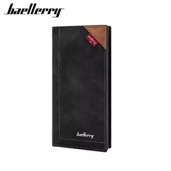 Baellerry мужские модные длинные кошельки винтажный дизайн держатель для карт искусственная кожа сумки для денег кошелек 18.6*9*2cm чёрный