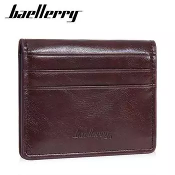 Baellerry Мужские тонкие кошельки в винтажном стиле с застежкой-защелкой, двухстворчатый кошелек из искусственной кожи, держатель для визиток, кошелек для наличных денег 10.5cm*9cm*1cm чёрный