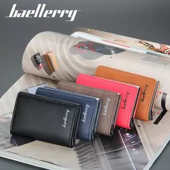 Baellerry Мужской и женский кошелек из искусственной кожи, однотонный держатель для карт, антимагнитный кошелек с выталкиванием, унисекс, RFID держатель для кредитных карт
