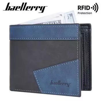 Baellerry мужской короткий горизонтальный кошелек с защитой RFID, модный лоскутный бумажник, портмоне