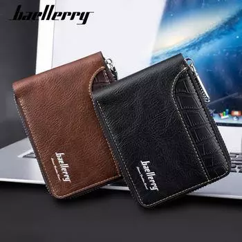 Baellerry мужской короткий кошелек RFID винтажный горизонтальный сложенный на молнии кошелек для монет модный держатель карт с цветными блоками