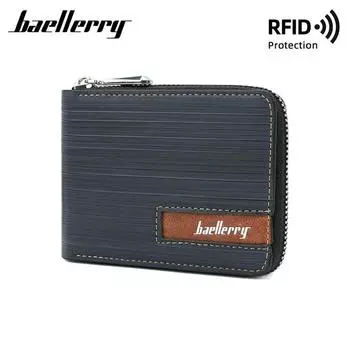 Baellerry Мужской модный кошелек на молнии RFID-защитный держатель для карт Деловые короткие кошельки 12*9.5*2.5cm кофейный