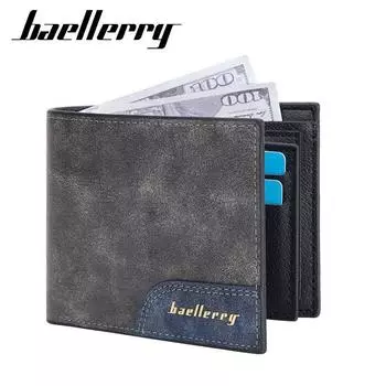 Baellerry RFID Anti Theft Card Holder для мужчин Винтажный дизайн Бизнес Короткие кошельки Кошелек 12cm*9.5cm*1.5cm чёрный