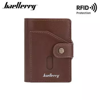 Baellerry RFID-кошелек для мужчин, алюминиевый противоугонный мини-держатель для карт, классический мешок для денег, деловой кошелек, кошельки, мужские мужские подарки 10.6cm*8.7cm*2cm чёрный