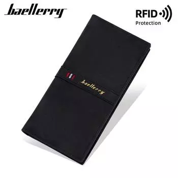 Baellerry RFID-защита, длинные кошельки, винтажный дизайн, мужские держатели для карт, безопасные сумки для денег для мужчин, мужской деловой портмоне, кошелек