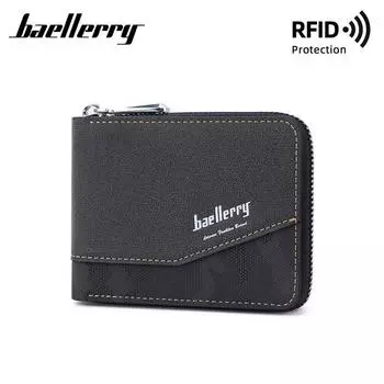Baellerry RFID-защитные сумки для карт, винтажный дизайн, мужские деловые кошельки, модный короткий кошелек, кошелек 12*9.5*2.3cm чёрный
