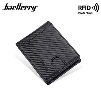 Baellerry углеродное волокно узор RFID противоугонный держатель для карт винтажный дизайн деловые кошельки модный мини-кошелек 11.7cm*8.7cm*2cm чёрный