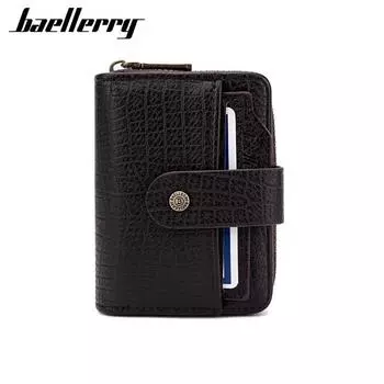 Baellerry Винтажный дизайн, мужская мода, держатель для карт на молнии, сумка для денег из искусственной кожи, кошелек для монет, кошельки 11.5*9*3cm чёрный