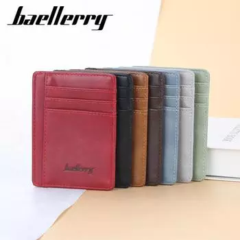 Baellerry винтажный дизайн тонкий держатель для карт для мужчин женщин искусственная кожа модные брендовые кошельки портмоне 11cm*8cm*1cm красный