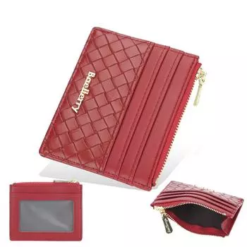 Baellerry Women s Short Purse Woven Pattern Wallet Small Coin Purse Fashion Card Holder Zipper Billfold Pu Leather Card Bag