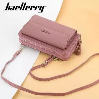 Baellerry Женская мода Длинный кошелек с двойной молнией Кошелек для монет Корейский стиль Сумка для мобильного телефона из искусственной кожи Сумка через плечо Большая вместимость Сумка через плечо