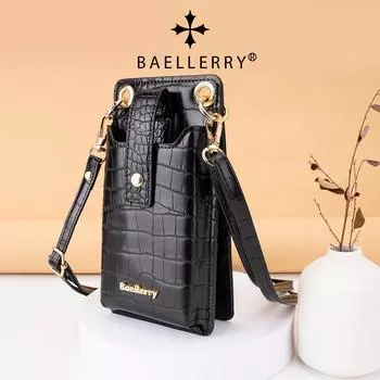 Baellerry женская модная сумка для мобильного телефона с крокодиловым узором и отделениями для карт, вертикальная молния на одно плечо, многофункциональная сумка через плечо