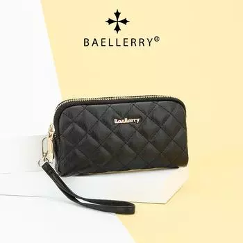 Baellerry женская модная сумка-клатч с двойной молнией, сумка для мобильного телефона, длинный кошелек с ромбом и шнурком