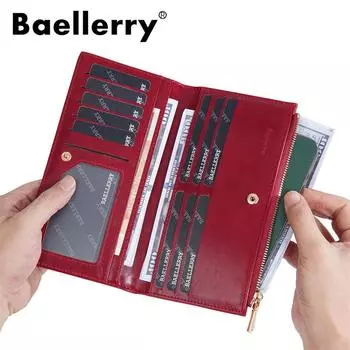 Baellerry женские кошельки двойного сложения модные длинные кошельки для дам кошельки на молнии для монет сумки для денег 19.5cm*10cm*2cm розовый