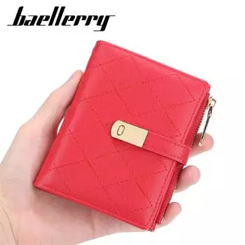Baellerry женские модные двойные кошельки из искусственной кожи, короткий кошелек на молнии, повседневный держатель для карт 12*10*2cm красный
