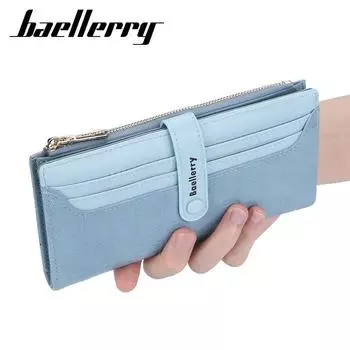 Baellerry Женский длинный кошелек с несколькими отделениями для карт, кошелек из искусственной кожи, кошелек для монет на молнии, клатч с кнопкой, модная сумка для мобильного телефона