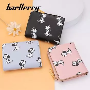 Baellerry женский короткий кошелек милый модный мультяшный принт собаки держатель для карт дамский кошелек на молнии с отделением для нескольких карт бумажник