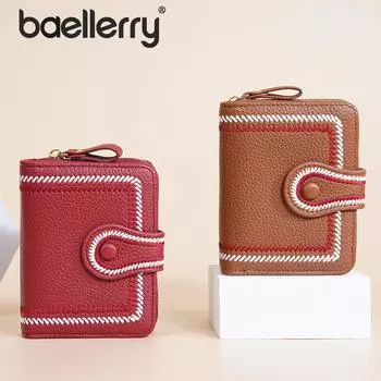 Baellerry женский короткий кожаный кошелек из искусственной кожи, модный кошелек с застежкой-молнией, вышитый держатель для карт