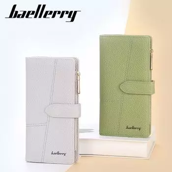 Baellerry Женский кошелек из искусственной кожи, держатель для карт, длинный кошелек, клатч с несколькими отделениями для карт, кошелек для монет на молнии, сумка для сотового телефона в стиле пэчворк