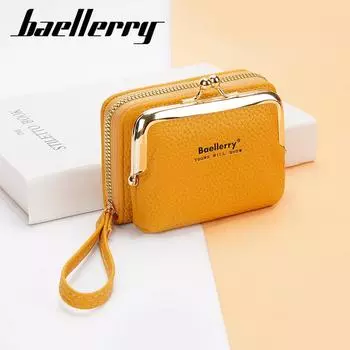 Baellerry Женский кошелек из искусственной кожи, короткий кошелек, много отделений для карт, кошелек для монет, держатель для карт на молнии со шнурком, мини-клатч красный