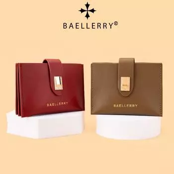 Baellerry женский кожаный держатель для карт с застежкой из искусственной кожи, модный универсальный короткий кошелек с несколькими отделениями для карт и монетами