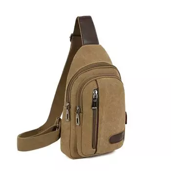 Bag 2024 New Arrival Men Chest Bag Canvas Bag Messenger Bag Men s Bag Shoulder Bag Korean Small Bag Casual Waist Bag Khaki