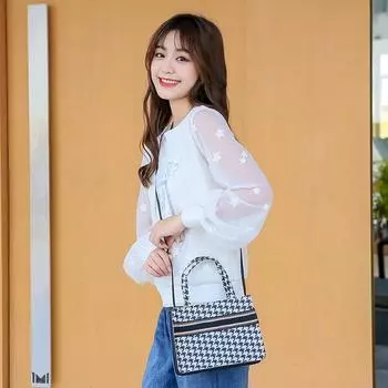 Bag 2024 Winter Edition Printed Plaid Mobile Phone Bag Shoulder Crossbody Portable Large Capacity Simple Women s Bag чёрный