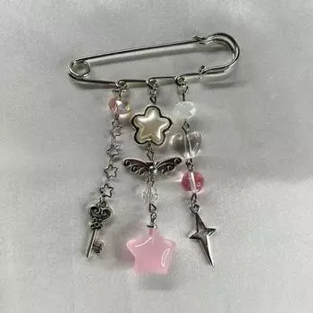 Bag Charm Sweet Brooch Clip Y2k Gothic Beaded Brooch Fashion Outfit Beaded Bag Pins Shirt Collar