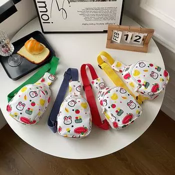 Сумка Детский рюкзак через плечо 2024 Весна Новый мультфильм Милый Кролик Печатный Нагрудная Сумка Сумка для родителей и детей жёлтый