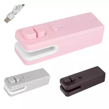 Bag Cutter And Sealer Food Storage Resealer Small USB Rechargeable Heat Chip Bag Sealer Vacuum Bag Sealer With Cutter For Snacks серый